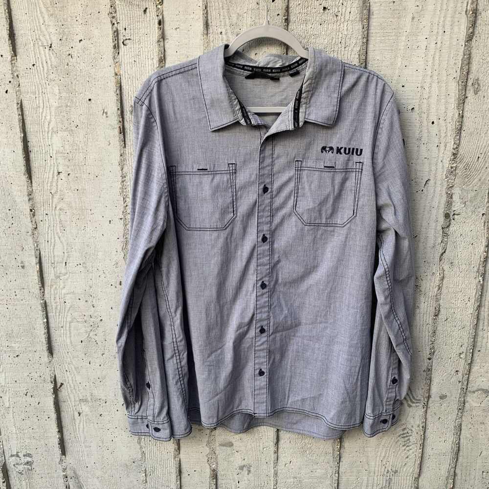KUIU Men's Long Sleeve Button Up Performance Hunting Shirt Gray Pockets Sz Large